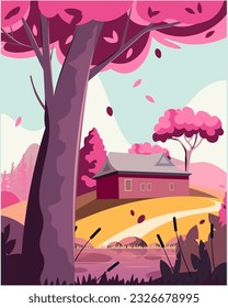 Vector illustration. Nature, park, view, design for poster, banner, postcard.