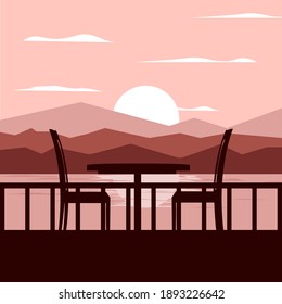 Vector illustration of nature in pastel colors.