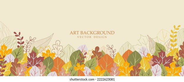 Ilustración vectorial. Patrón natural con hojas de otoño sobre un fondo beige. Fondo del sitio, para el embalaje, diseño del producto.
