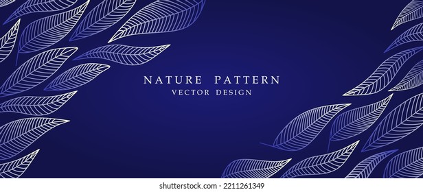 Vector illustration. Nature Pattern with golden leaves on a dark blue background. Background for the site, for packaging, product design.
