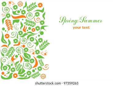 vector illustration of the nature, plants, flowers, grass, leaves, bells, white, spring, summer, cover
