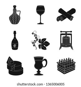 Vector illustration of nature and product icon. Set of nature and winery stock vector illustration.