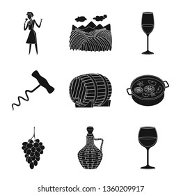 Vector illustration of nature and product symbol. Set of nature and winery vector icon for stock.
