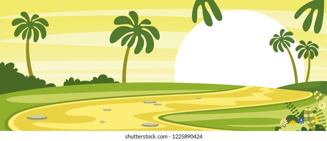 Ilustración Vectorial De La Escena De La Naturaleza