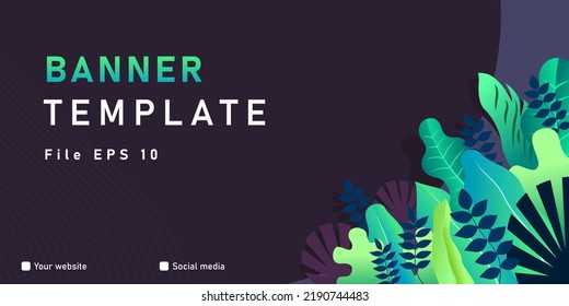 Vector illustration of nature theme billboard and banner template full of dark background flowers and abstract leaves modern and unique web display