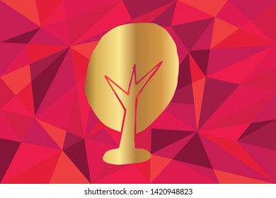 Vector Illustration of Nature Trees Icon with Red Polygon and Geometric. Graphic Design for Template, Layout, Background, Poster and More. 