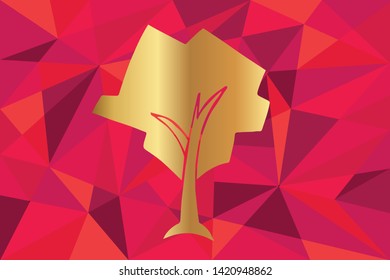 Vector Illustration of Nature Trees Icon with Red Polygon and Geometric. Graphic Design for Template, Layout, Background, Poster and More. 
