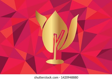 Vector Illustration of Nature Trees Icon with Red Polygon and Geometric. Graphic Design for Template, Layout, Background, Poster and More. 
