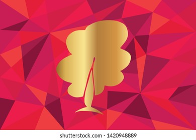 Vector Illustration of Nature Trees Icon with Red Polygon and Geometric. Graphic Design for Template, Layout, Background, Poster and More. 