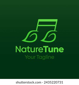 Ilustración vectorial para Nature Tune Logo: Una plantilla de diseño que combina los conceptos de una melodía y la forma de la hoja de la naturaleza