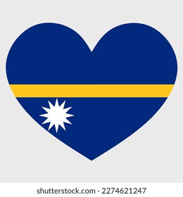 Ilustración vectorial de la bandera de Nauru con forma de corazón aislado en un fondo plano.