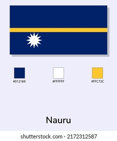 Vector Illustration of Nauru flag isolated on light blue background. Illustration Nauru flag with Color Codes. As close as possible to the original. ready to use, easy to edit. 
