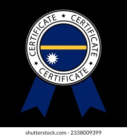 Vector illustration of Nauru ribbon certificate on black background.