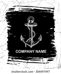 Vector illustration of nautical anchor. Symbol of sailors, sail, cruise and sea. Travel design. Icon and design element.