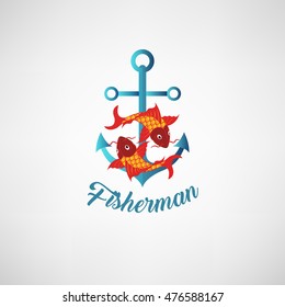Vector illustration of nautical anchor. Symbol of sailors, sail, cruise and sea. Travel design. Icon and design element.