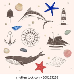 Vector Illustration of Nautical Design Elements