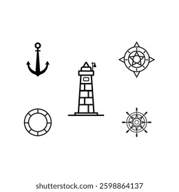 a vector illustration of a nautical icons set
