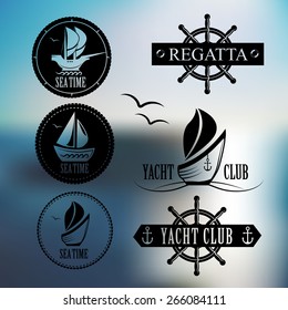 Vector illustration. Nautical logos, labels, icons and design elements.