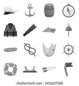 Vector illustration of nautical and voyage logo. Set of nautical and seafaring vector icon for stock.