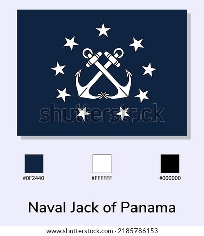 Vector Illustration of Naval Jack of Panama flag isolated on light blue background. Illustration Naval Jack of Panama flag with Color Codes. As close as possible to the original.  
