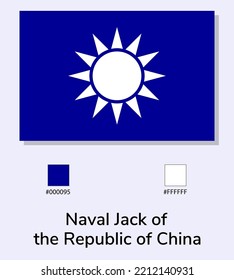 Vector Illustration of Naval Jack of the Republic of China flag isolated on light blue background. As close as possible to the original. ready to use, easy to edit. 
