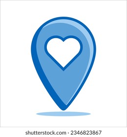 Vector illustration of a navigation point with a heart inside in a romantic style, male