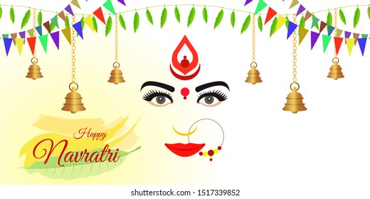 Vector Illustration of Navratri & Durga Pooja, Indian Festival. This festival is very popular in Bengali community in India and Abroad