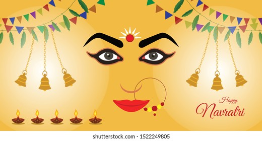 Vector Illustration of Navratri & Durga Pooja, Indian Festival. This festival is very popular in Bengali community in India and Abroad