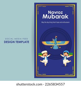 Vector illustration of Navroz Mubarak social media story feed mockup template