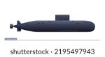 Vector illustration of a Navy submarine is in a side view just isolated on a white background.