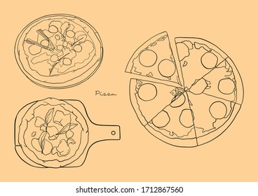 Ilustración vectorial de la pizza napolitana margherita con tomates/cocina italiana