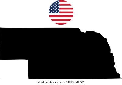 ilustración vectorial del mapa de Nebraska con bandera estadounidense