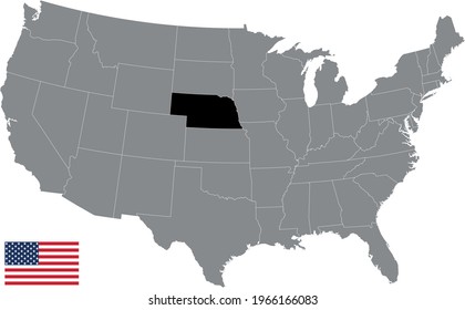 vector illustration of Nebraska map with American flag