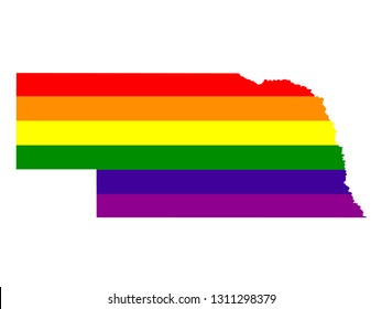 vector illustration of Nebraska map with LGBT flag