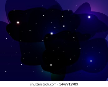 Vector Illustration nebula in space blue purple universe graphic colorful wallpaper.