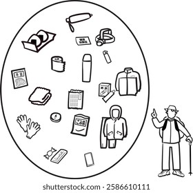 Vector illustration of necessary belongings for mountain climbing