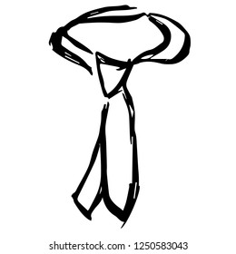 Vector Illustration of Neck Tie Business Male / Man Hand Drawn, Ink, Brush, Sketch for Isolated Graphic Design Outline, Sign, Symbol and more
