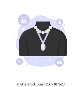 vector illustration necklace designed in flat style decorated with icon elements and background in fashion and accessories vector illustration theme