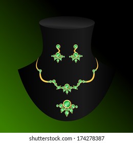 vector illustration necklace and earrings 