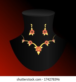 vector illustration necklace and earrings 