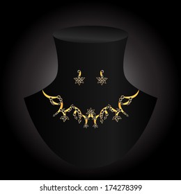 vector illustration necklace and earrings 