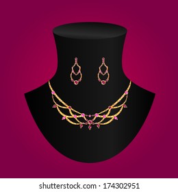 vector illustration necklace and earrings 