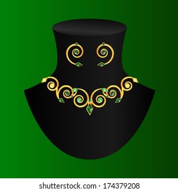 vector illustration necklace and earrings 