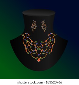 vector illustration necklace and earrings