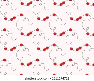 Vector illustration, necklace isolated on white background. Red bead.