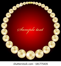 Vector illustration of Necklace on red and black background
