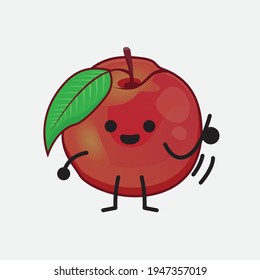 Vector Illustration of Nectarine Fruit Character with cute face, simple hands and leg line art on Isolated Background. Flat cartoon doodle style.