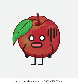 Vector Illustration of Nectarine Fruit Character with cute face, simple hands and leg line art on Isolated Background. Flat cartoon doodle style.