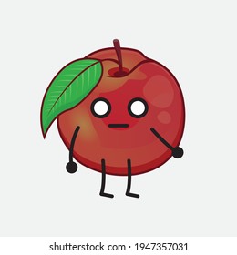 Vector Illustration of Nectarine Fruit Character with cute face, simple hands and leg line art on Isolated Background. Flat cartoon doodle style.