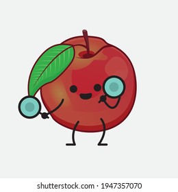 Ilustración vectorial del personaje de la fruta nectarina con cara linda, manos simples y líneas de la pierna en fondo aislado. Estilo de dibujo animado plano.